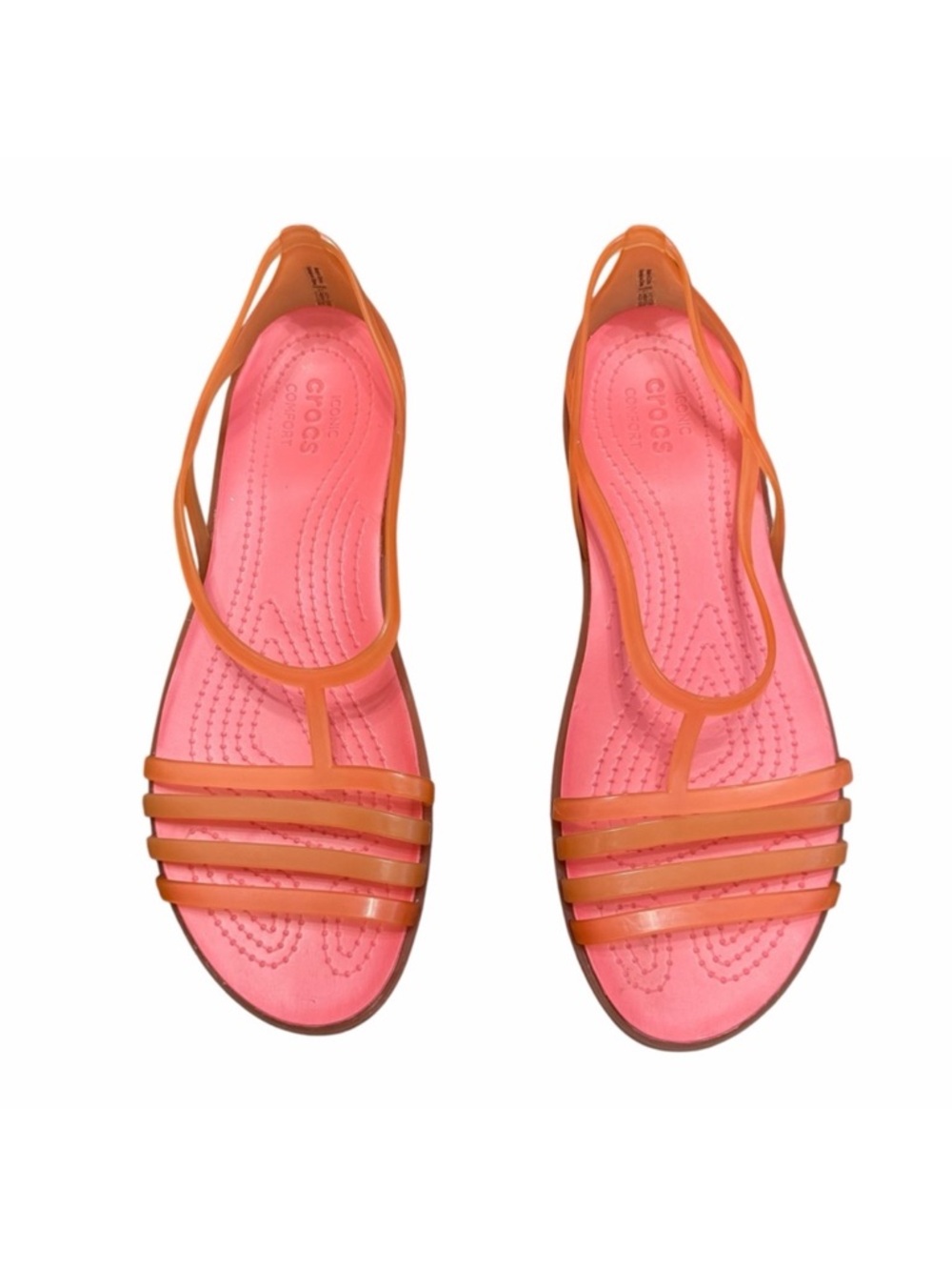 Crocs Isabella Jelly Sandals Women's Size 11 - Coral / Orange Strappy T-Bar